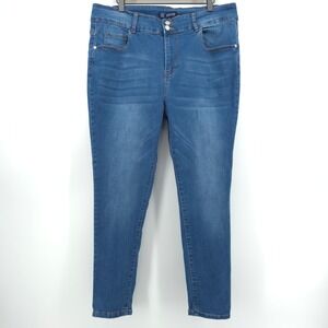 Sandpiper Women Skinny Jeans Size 22 Blue High Rise Double Button Stretch Denim